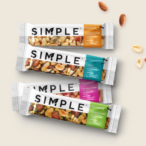 An image of a collection of SIMPLE Bars, a healthy snack.
